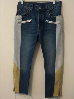 Levi’s 501 women’s Two-Tone Blue and Yellow Panel Jeans